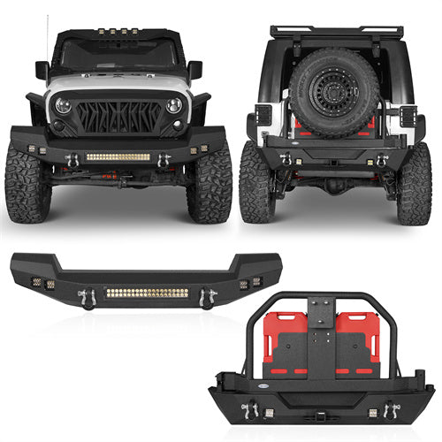 Full width Front Bumper u0026 Rear Bumper w/Oil Drum Rack Bar(07-18 Jeep  Wrangler JK) - u-Box