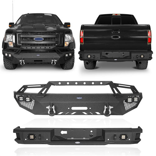 Front Bumper w/Grill Guard & Back Bumper for 2009-2014 Ford F-150 ...