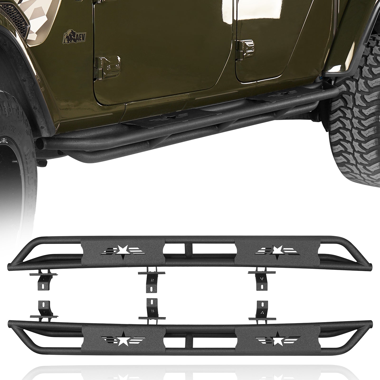 Jeep Gladiator Side Steps Star Tubular Running Bards for 2020-2024 Jeep ...