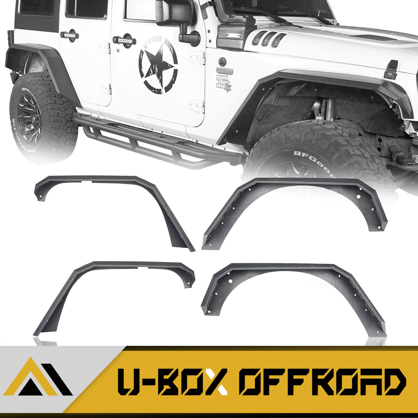 Jeep JK Tube Fenders Jeep JK Flat Fender Flares for 2007-2018 Jeep ...