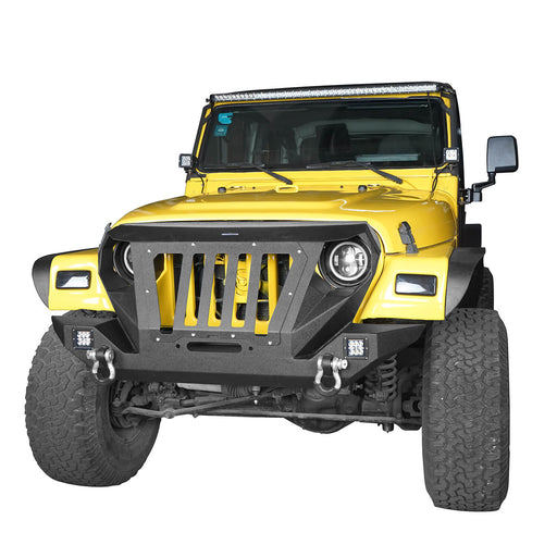 Hooke Road Opar Front Bumper with 2 D-Rings & Winch Plate for 1997-2006 TJ BXG172 u-Box Offroad 3