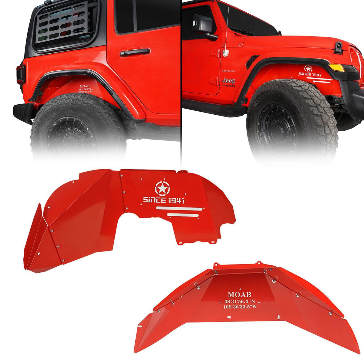 Jeep JL Front & Rear Inner Fender Liners for 2018-2024 Jeep Wrangler JL ...