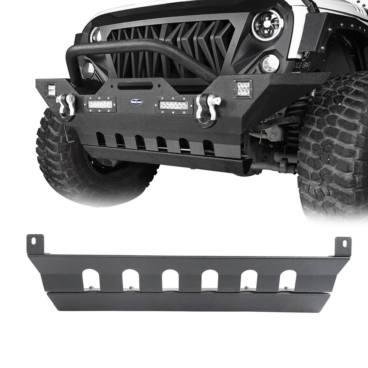 Black Steel Front Skid Plate(07-18 Jeep Wrangler JK) - u-Box