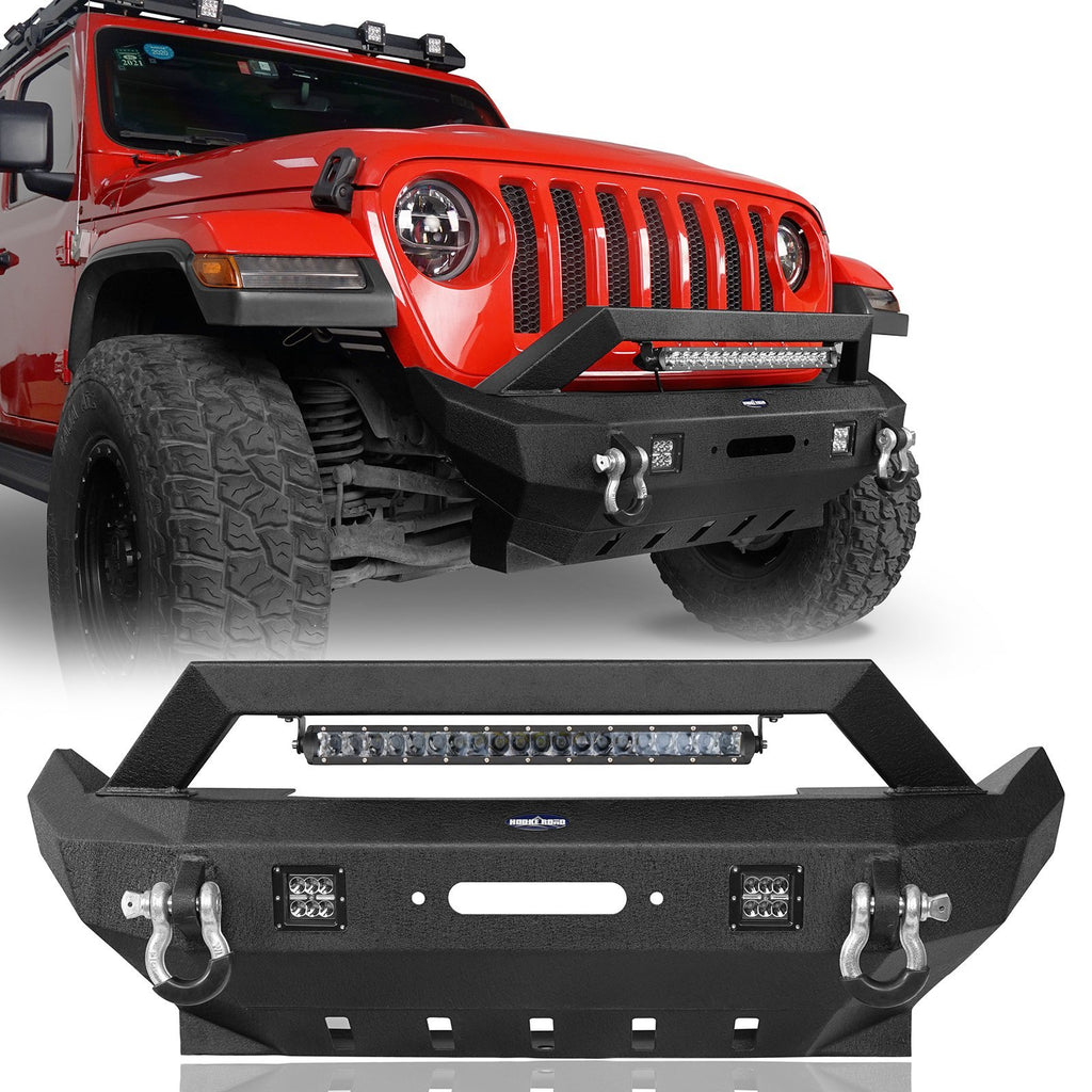 Jeep JL Front Bumper w/LED light for 2018-2024 Jeep Wrangler