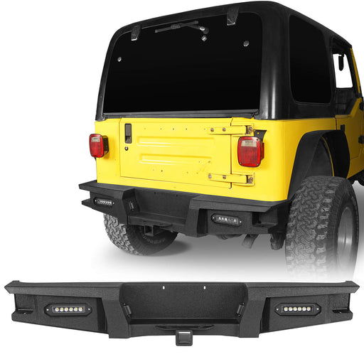 Reaper Rear Bumper w/ 2" Hitch Receiver & 2X 18W LED Spotlights  (97-06 Jeep Wrangler TJ)- u-Box