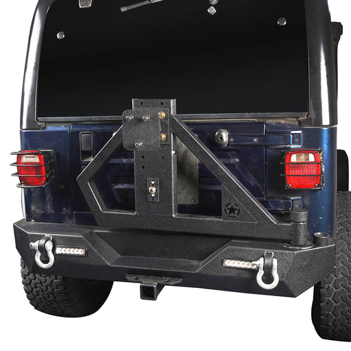 Hooke Road Jeep TJ Rear Bumper With Tire Carrier & Receiver Hitch for Jeep Wrangler TJ 1997-2006 BXG186 u-Box offroad 3